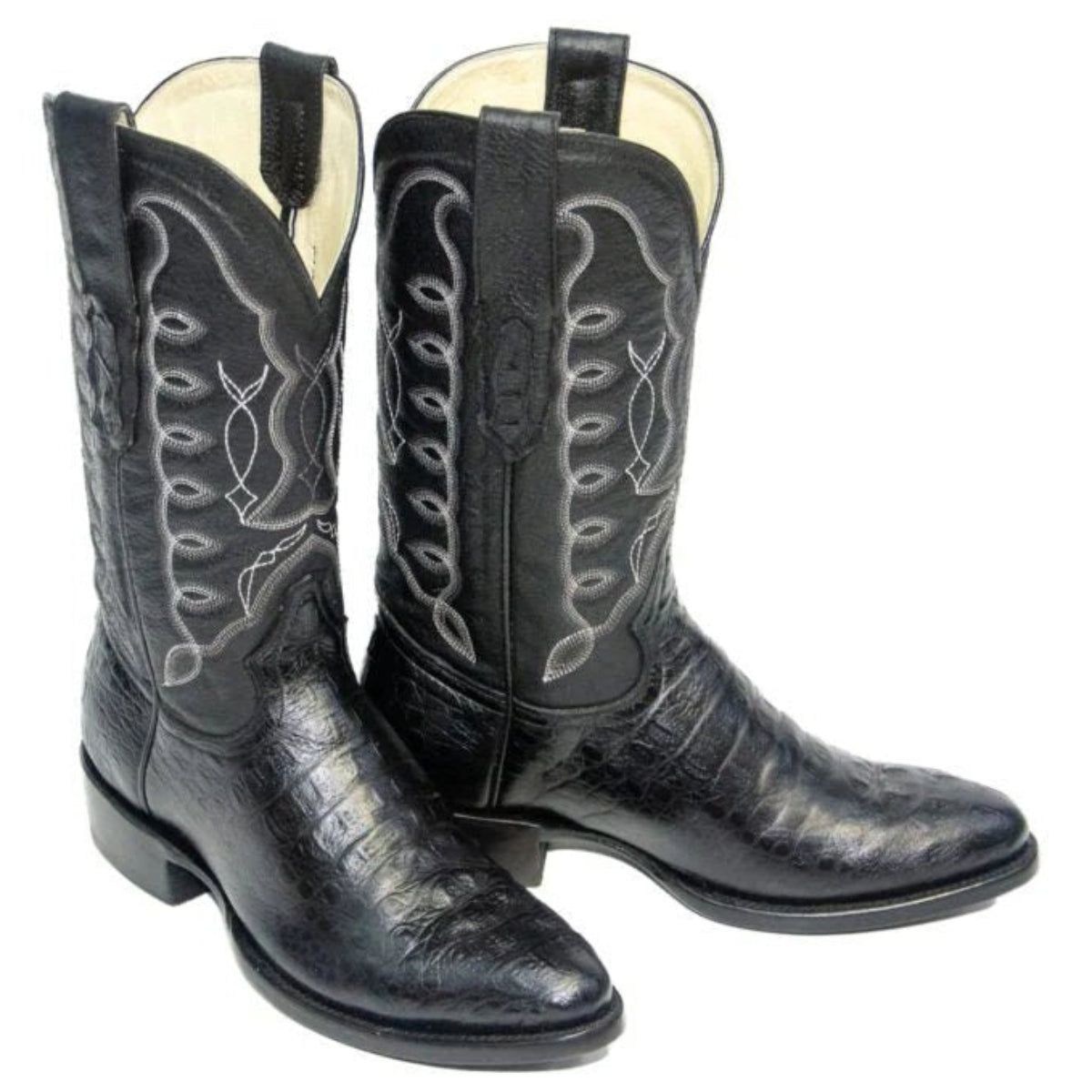El Reparo Men's Print Caiman Hornback Round Toe Boots - Black - Tanner Mark Boots