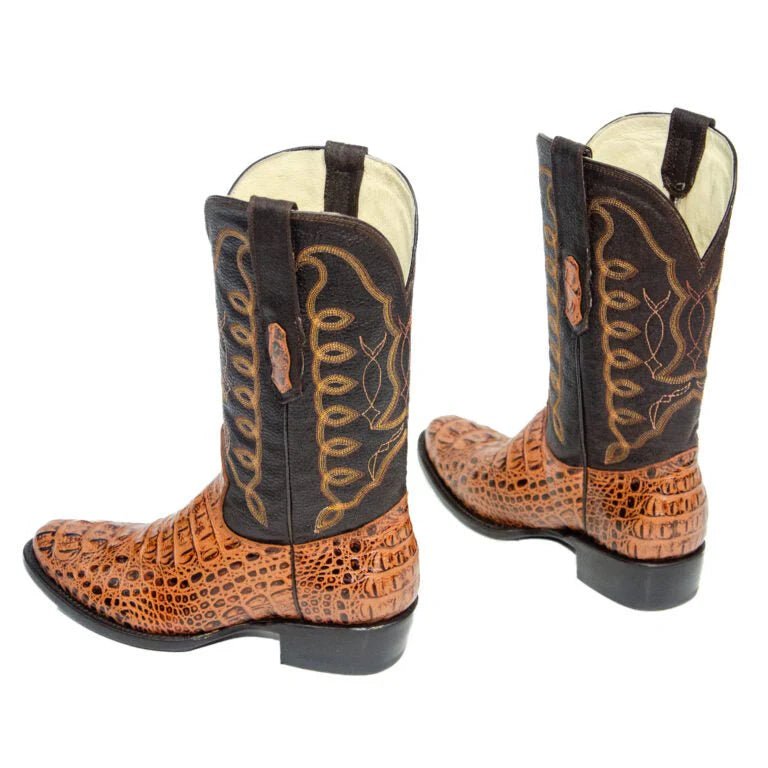 El Reparo Men's Print Caiman Hornback Round Toe Boots - Cognac - Tanner Mark Boots