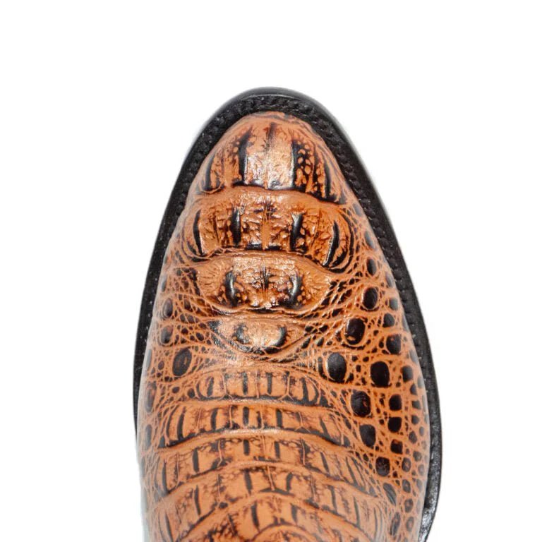 El Reparo Men's Print Caiman Hornback Round Toe Boots - Cognac - Tanner Mark Boots