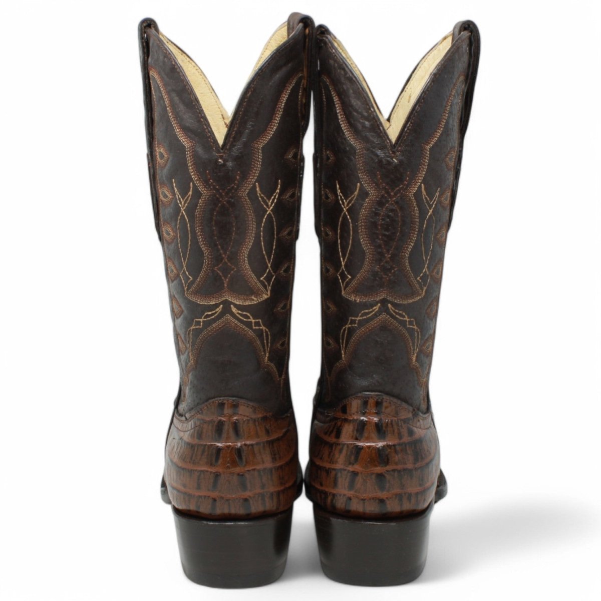 El Reparo Men's Print Caiman Tail Round Toe Boots Brown - Tanner Mark Boots