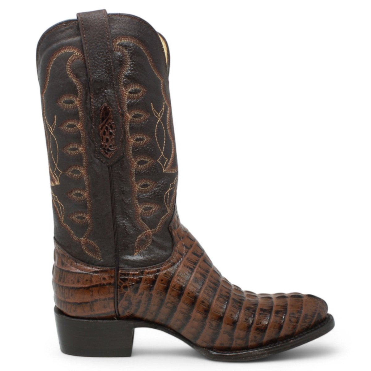 El Reparo Men's Print Caiman Tail Round Toe Boots Brown - Tanner Mark Boots