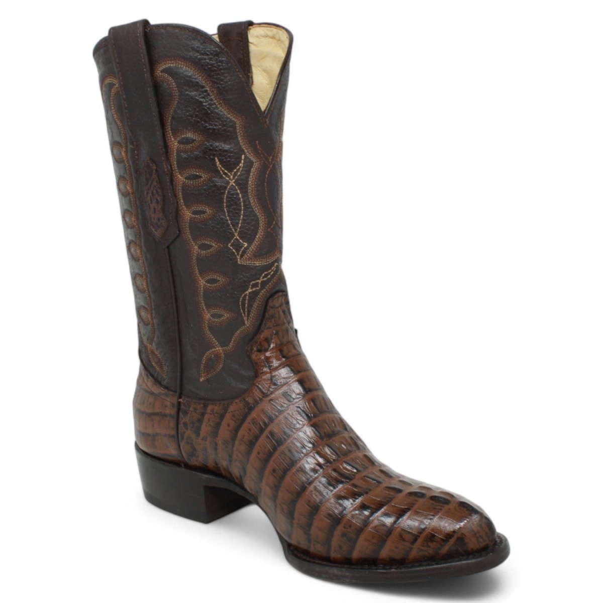 El Reparo Men's Print Caiman Tail Round Toe Boots Brown - Tanner Mark Boots