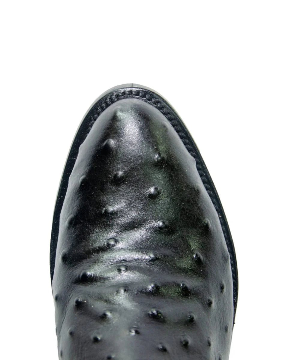 El Reparo Men's Print Ostrich Round Toe Boots - Black - Tanner Mark Boots