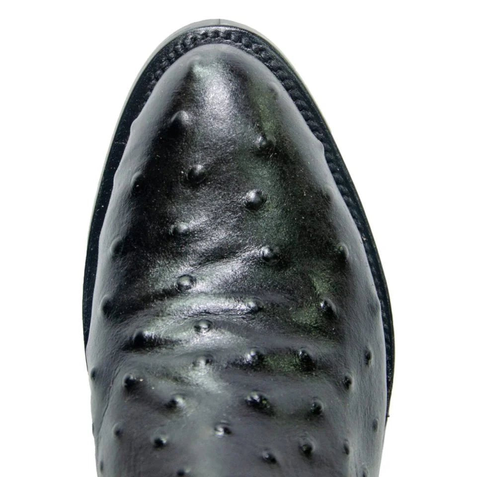 El Reparo Men's Print Ostrich Round Toe Boots - Black - Tanner Mark Boots