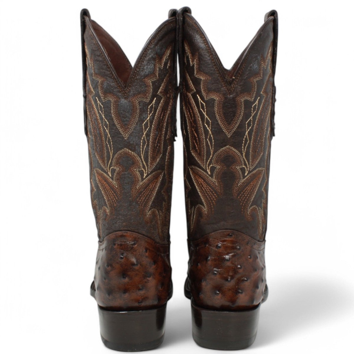 El Reparo Men's Print Ostrich Round Toe Boots - Brown - Tanner Mark Boots