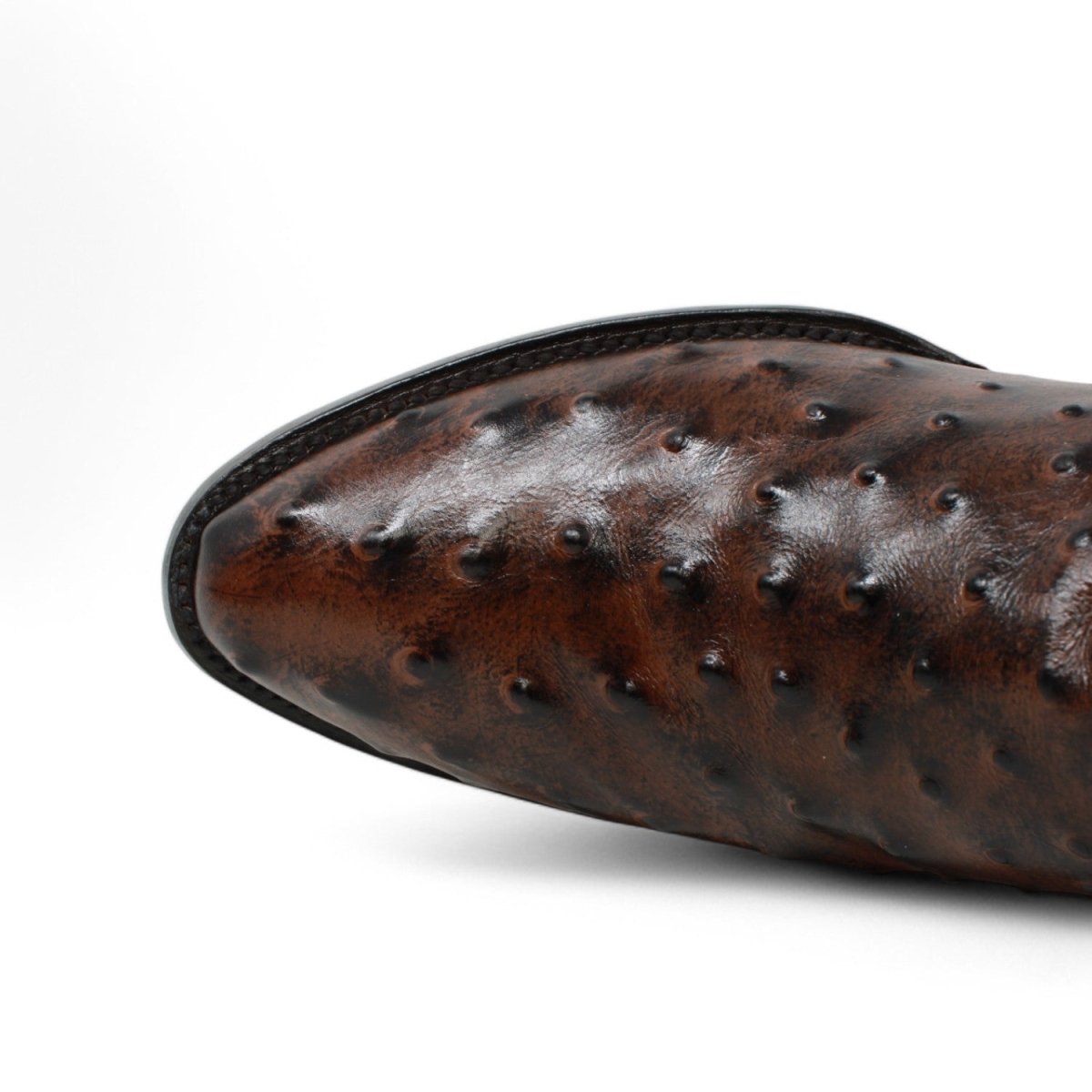 El Reparo Men's Print Ostrich Round Toe Boots - Brown - Tanner Mark Boots