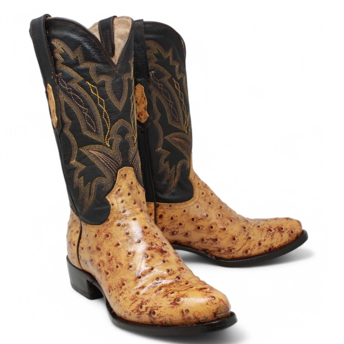El Reparo Men's Print Ostrich Round Toe Boots Buttercup - Tanner Mark Boots