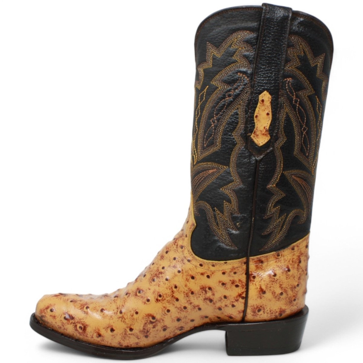 El Reparo Men's Print Ostrich Round Toe Boots Buttercup - Tanner Mark Boots