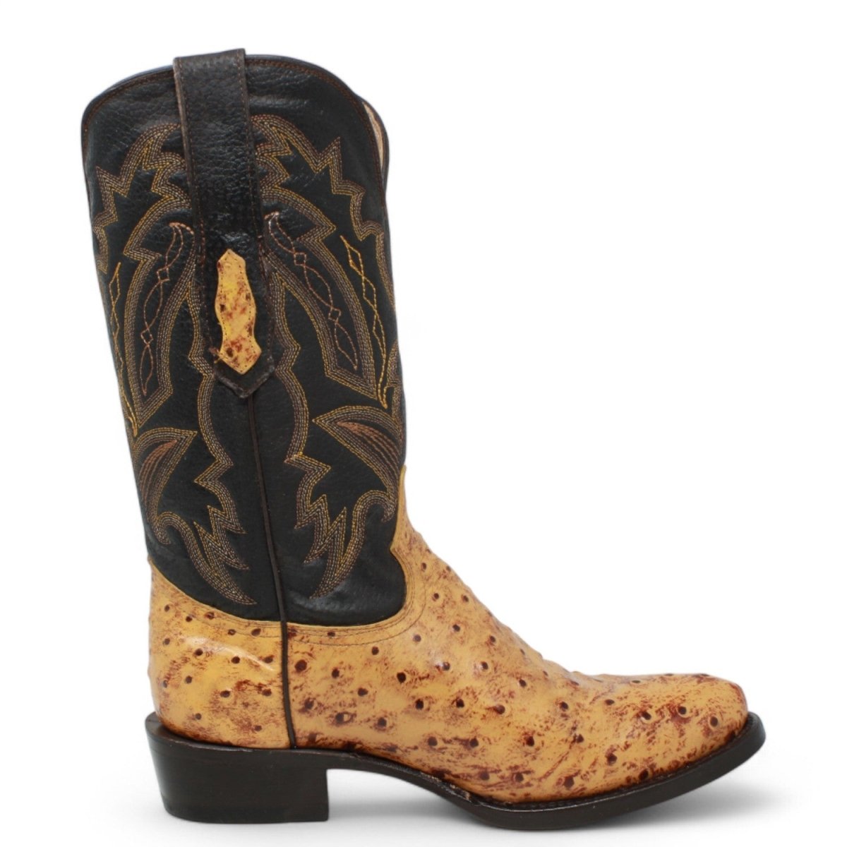 El Reparo Men's Print Ostrich Round Toe Boots Buttercup - Tanner Mark Boots