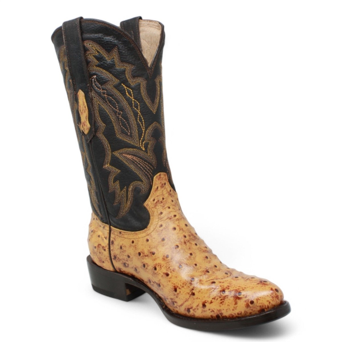 El Reparo Men's Print Ostrich Round Toe Boots Buttercup - Tanner Mark Boots