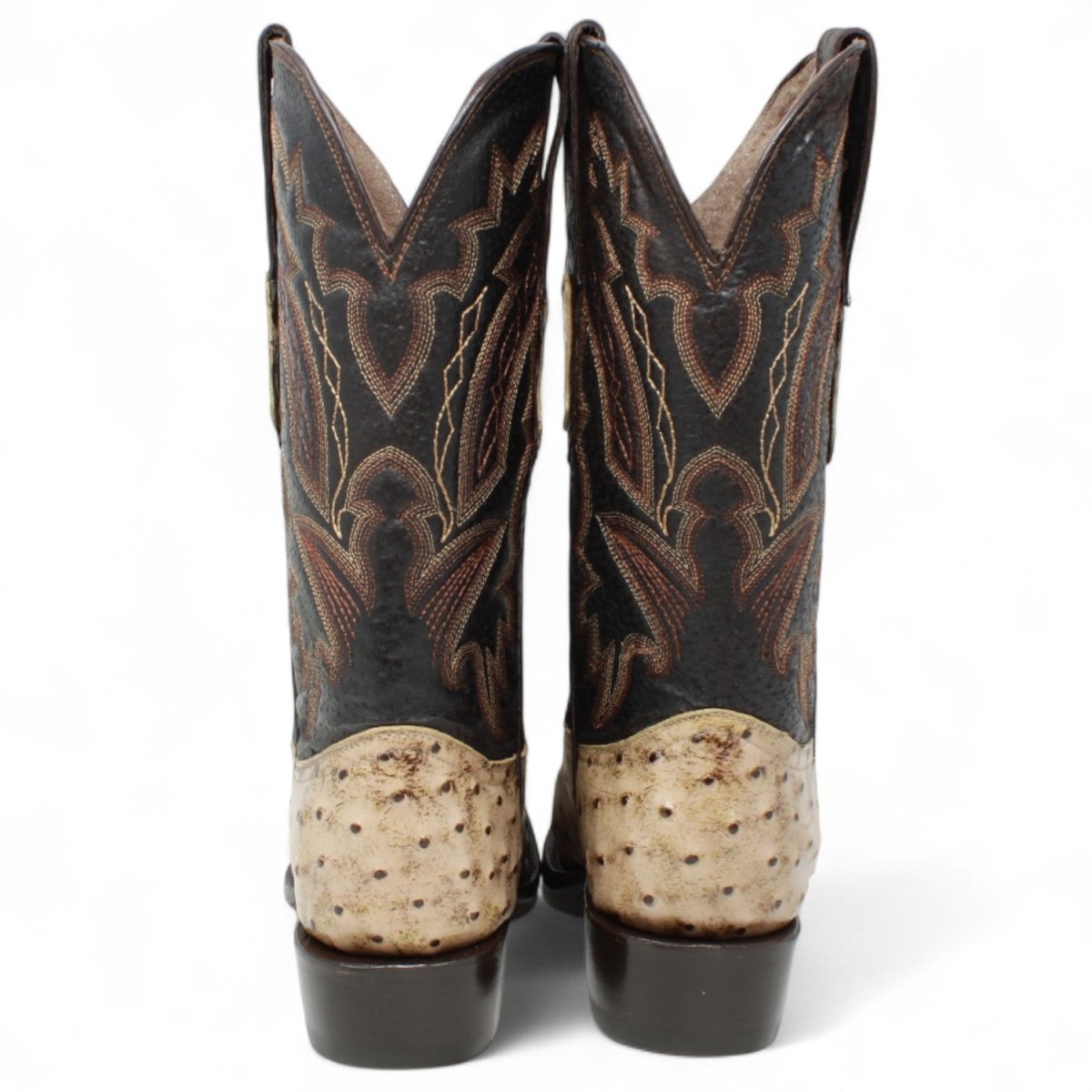 El Reparo Men's Print Ostrich Round Toe Boots - Rustic Oryx - Tanner Mark Boots