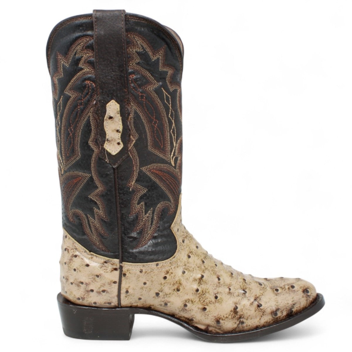 El Reparo Men's Print Ostrich Round Toe Boots - Rustic Oryx - Tanner Mark Boots