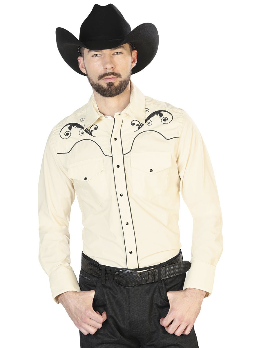 El Señor de los Cielos Embroidery Shirt Beige/Gold 126706