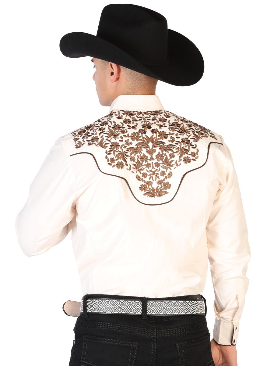 El Señor de los Cielos Embroidery Shirt Beige/Gold 43299 - Diana Zapateria Inc
