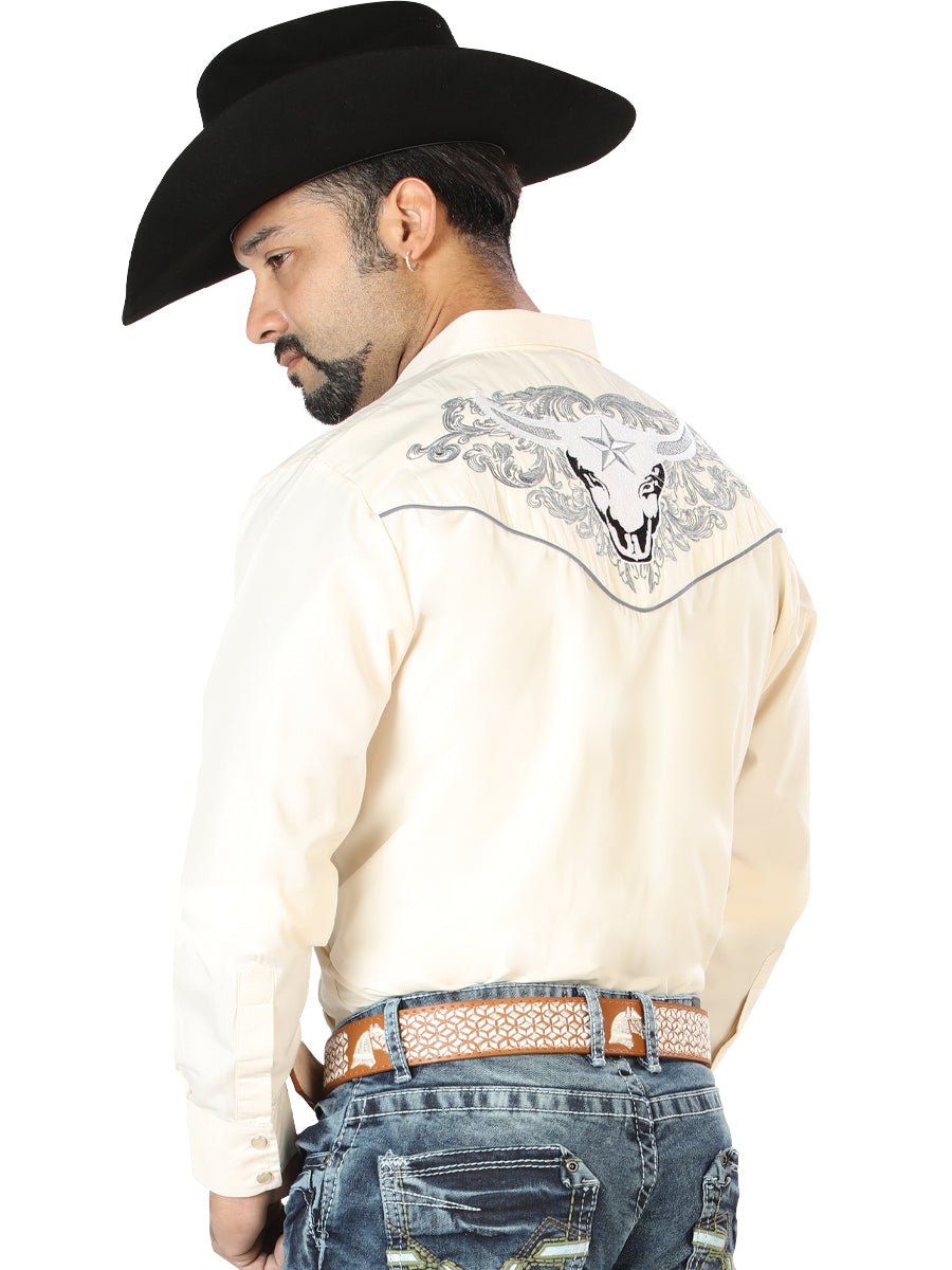 El Señor de los Cielos Embroidery Shirt Beige/Gray 126679 - Diana Zapateria Inc