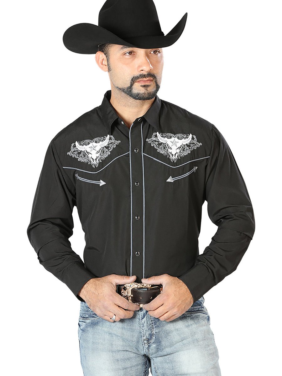 El Señor de los Cielos Embroidery Shirt Black/white 126676 - Diana Zapateria Inc