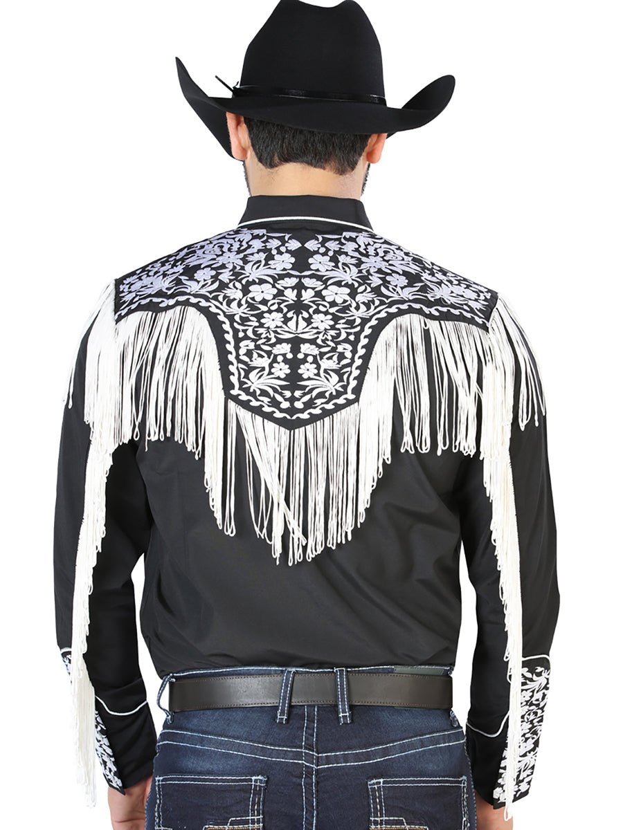 El Señor de los Cielos Embroidery Shirt Black/White 126707 - Diana Zapateria Inc
