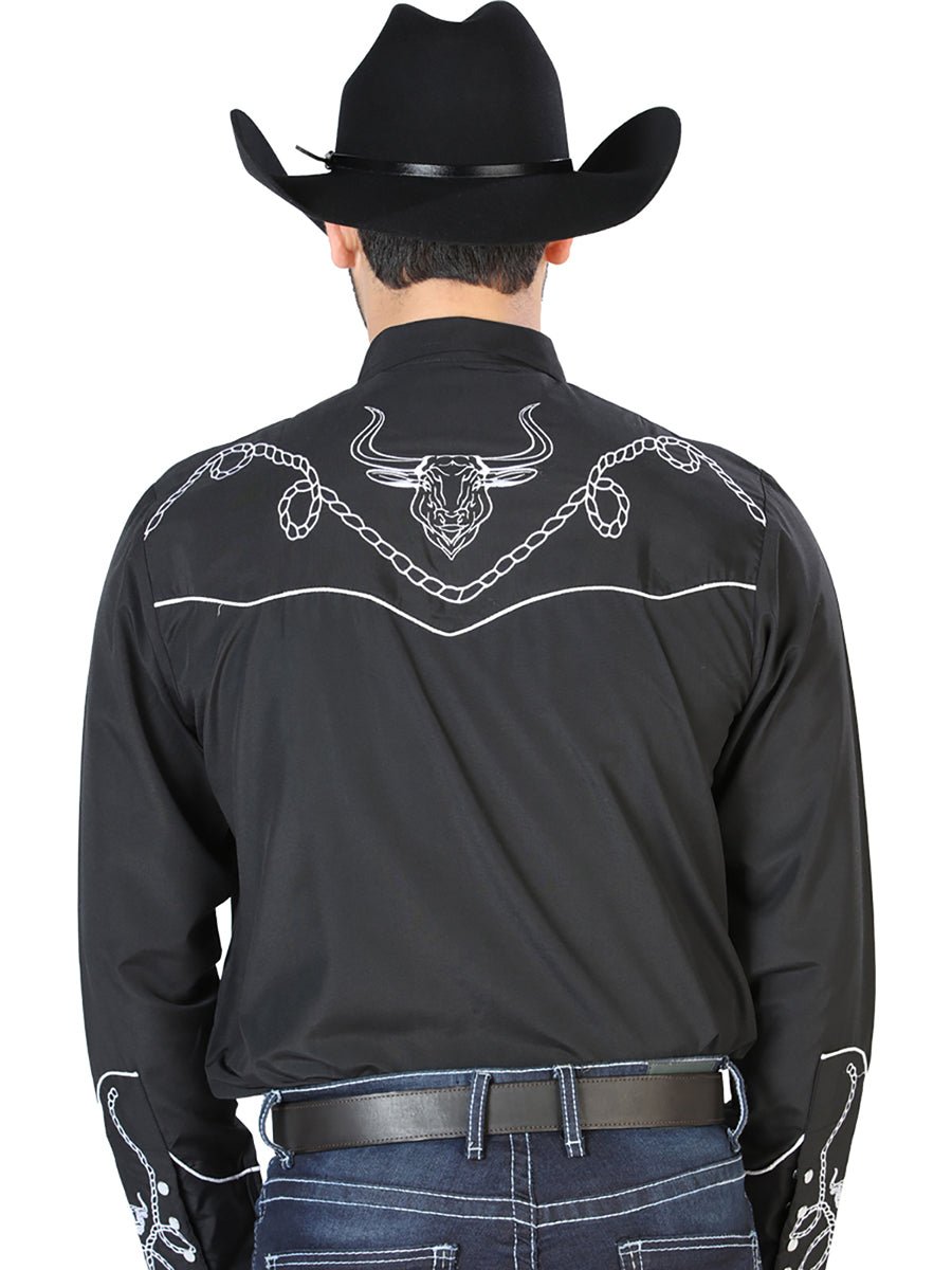 El Señor de los Cielos Embroidery Shirt Black/White 126711 - Diana Zapateria Inc