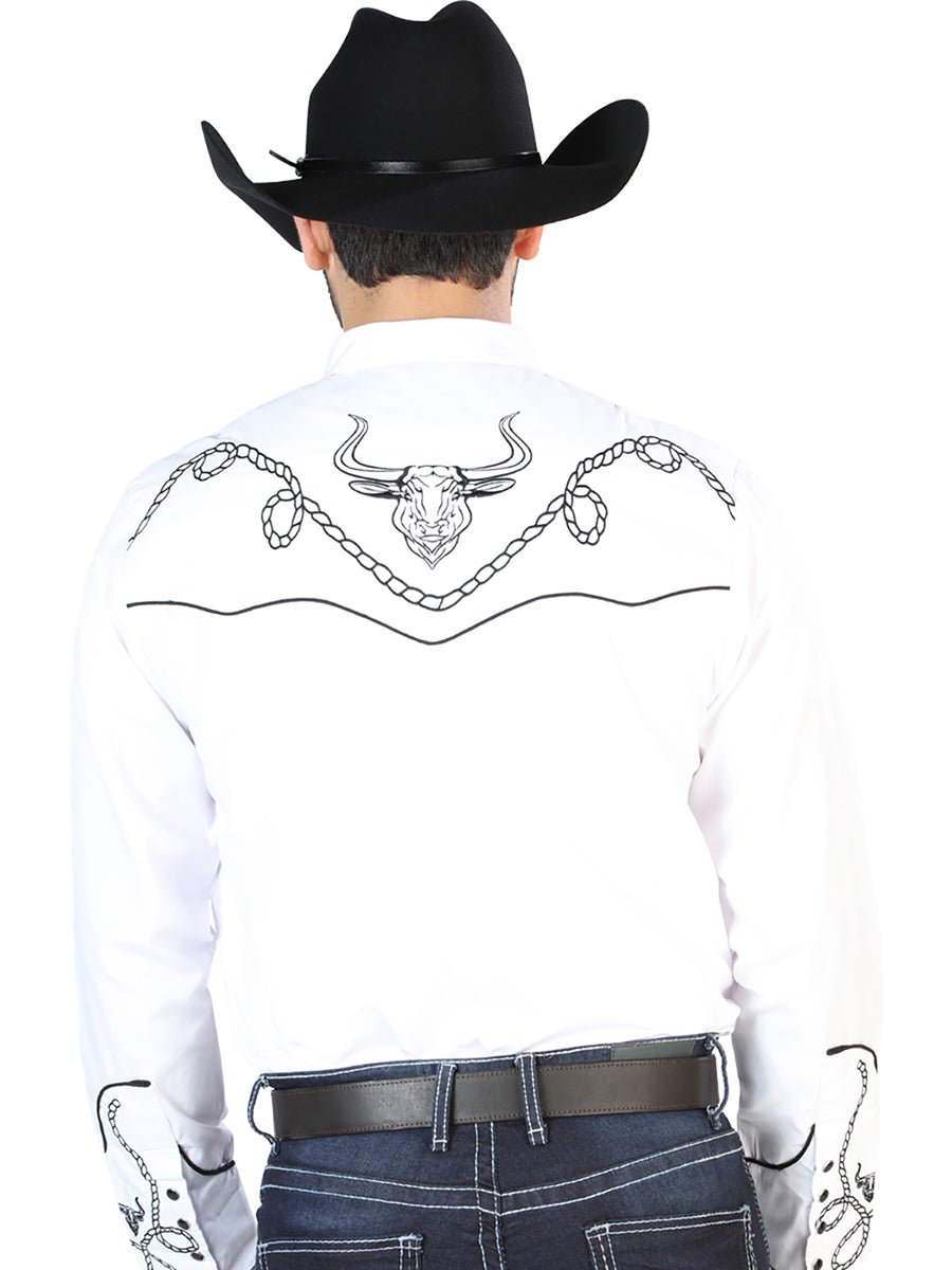 El Señor de los Cielos Embroidery Shirt White/Black 126712 - Diana Zapateria Inc