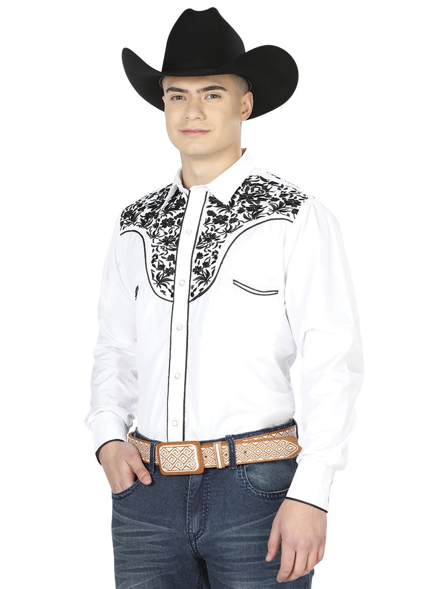 El Señor de los Cielos Embroidery Shirt White/Black 43300 - Diana Zapateria Inc