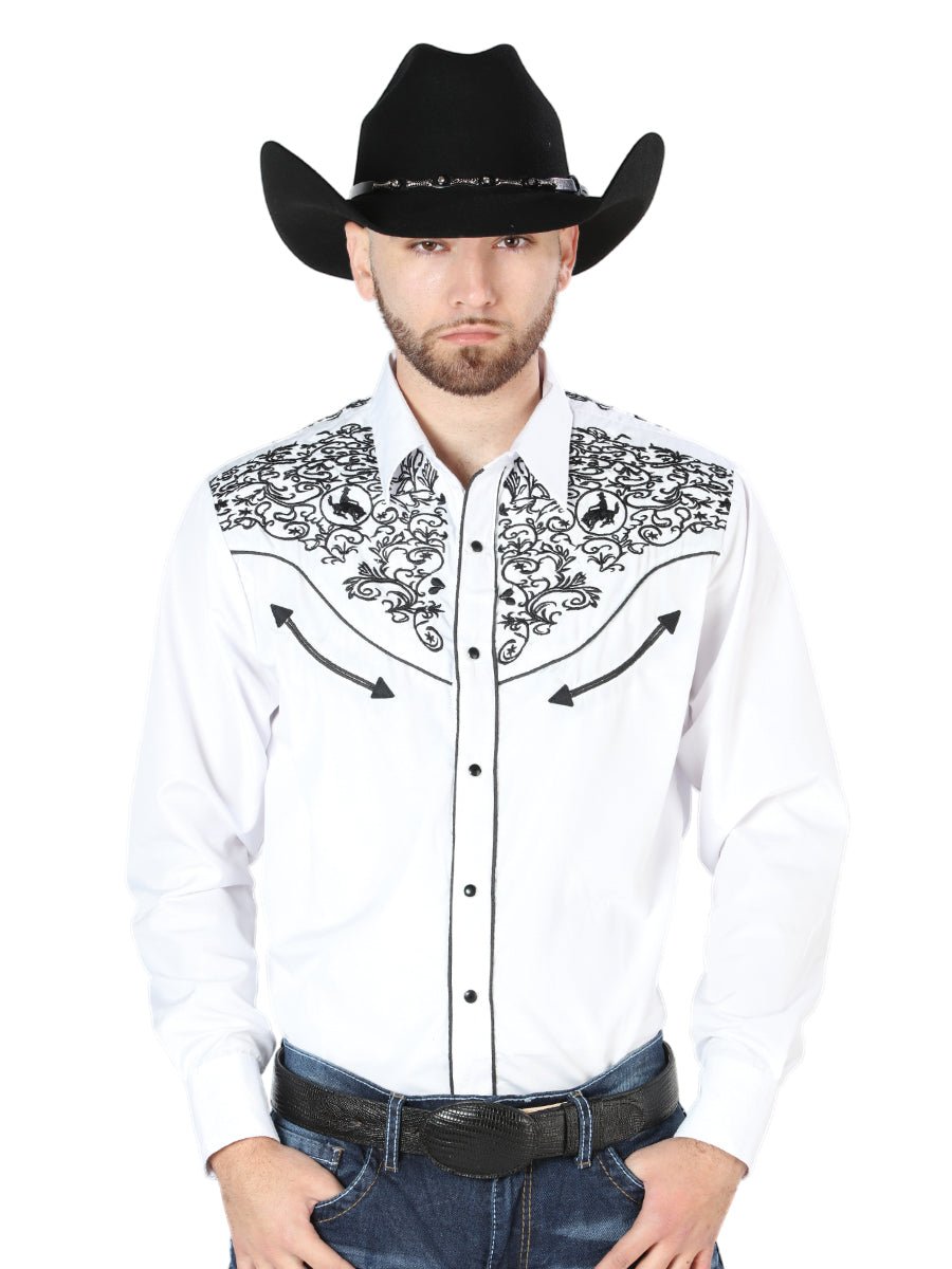 El Señor de los Cielos Embroidery Shirt White/Black 44188 - Diana Zapateria Inc