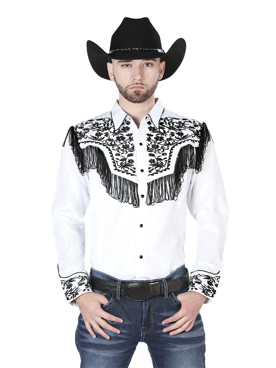 El Señor de los Cielos Embroidery Shirt White/Black 44223 - Diana Zapateria Inc
