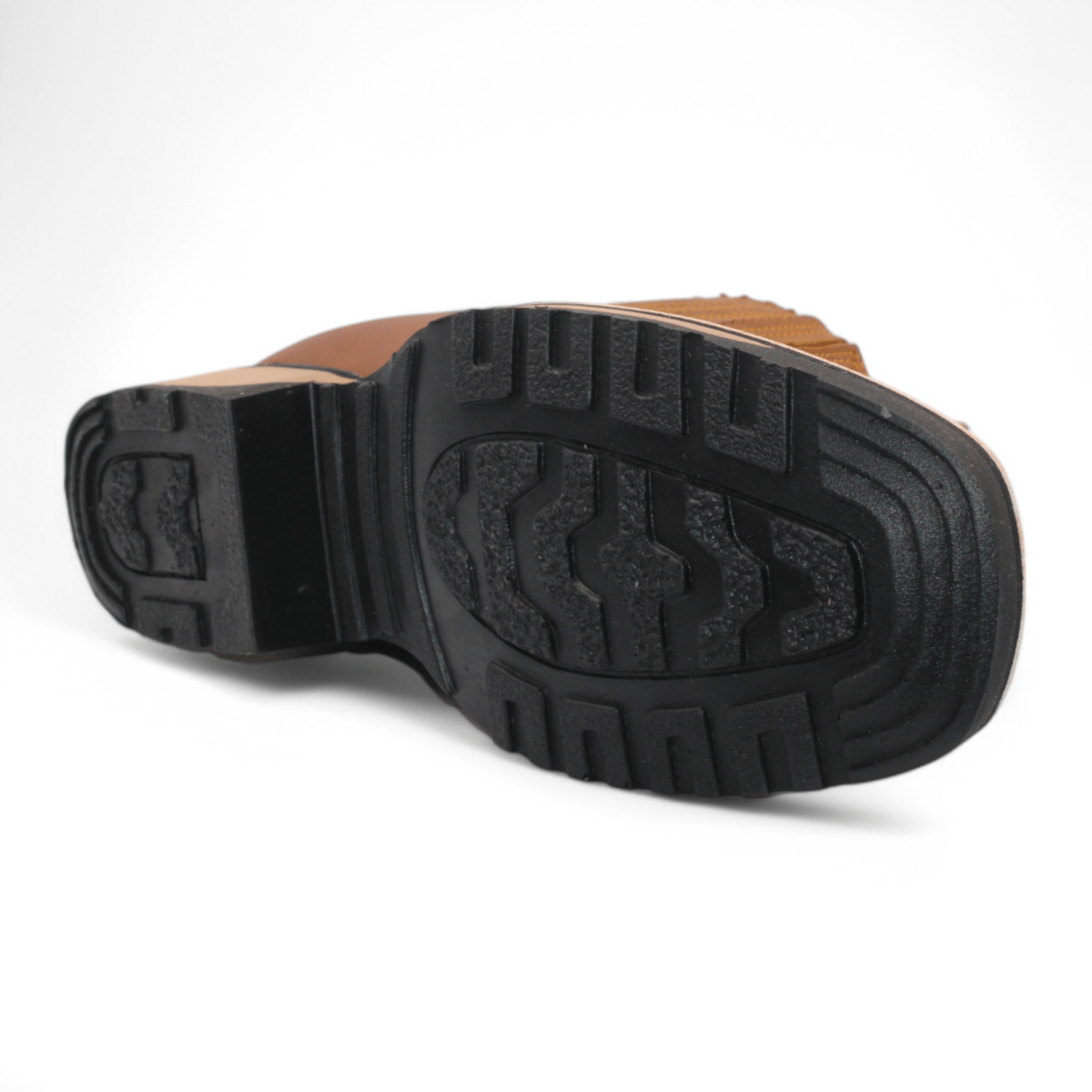 Genuine Leather Square Toe Ankle Boots with Rubber Sole - Tan - Hooch Boots