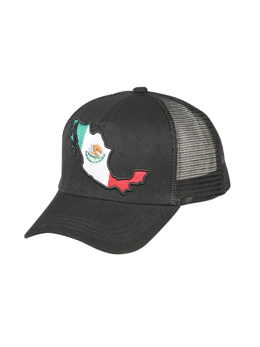 Gorra Mapa de Mexico Tela Negro / Tricolor 44381 - El General - Diana Zapateria Inc