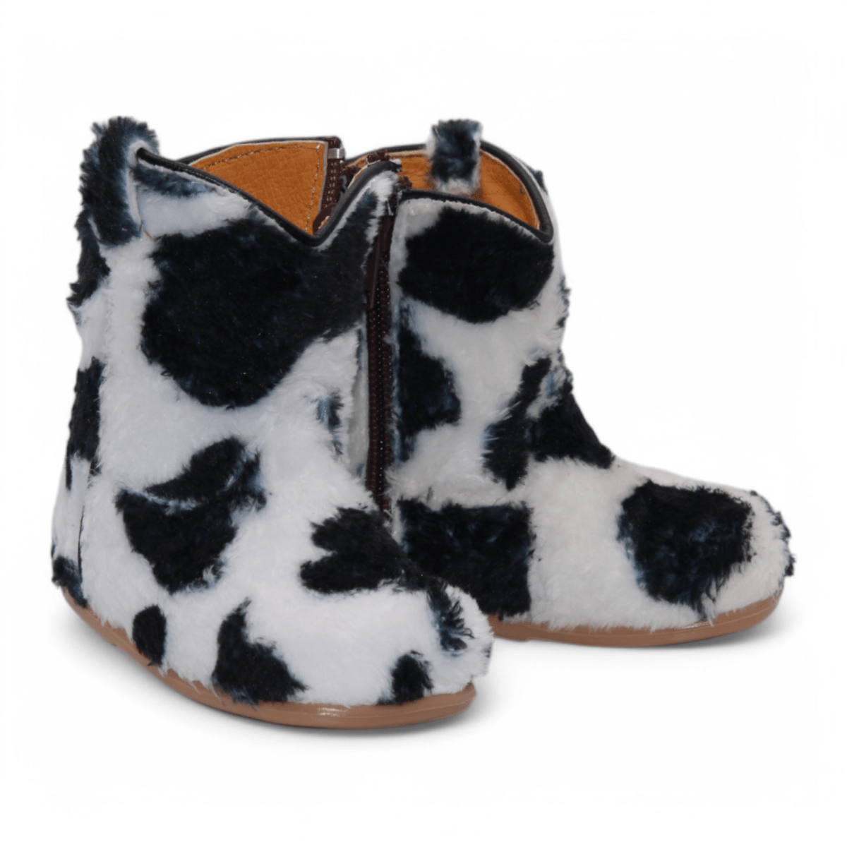 Botas de Pelo de Vaca Grabado Punta Oval Para Niño Color Blanco - Hooch Boots - Side View
