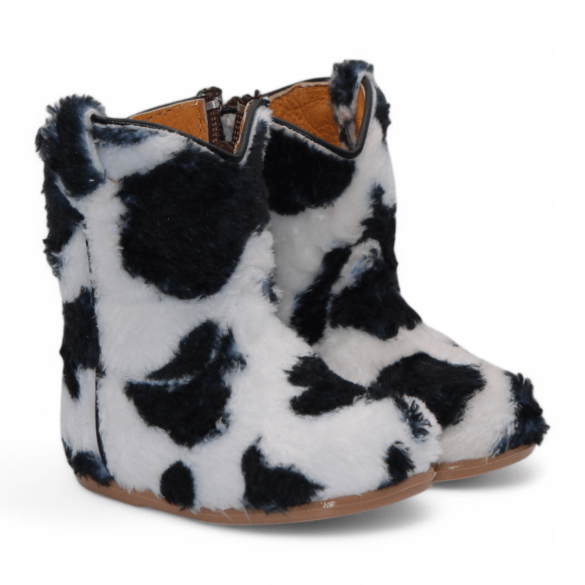 Botas de Pelo de Vaca Grabado Punta Oval Para Niño Color Blanco - Hooch Boots - Side View