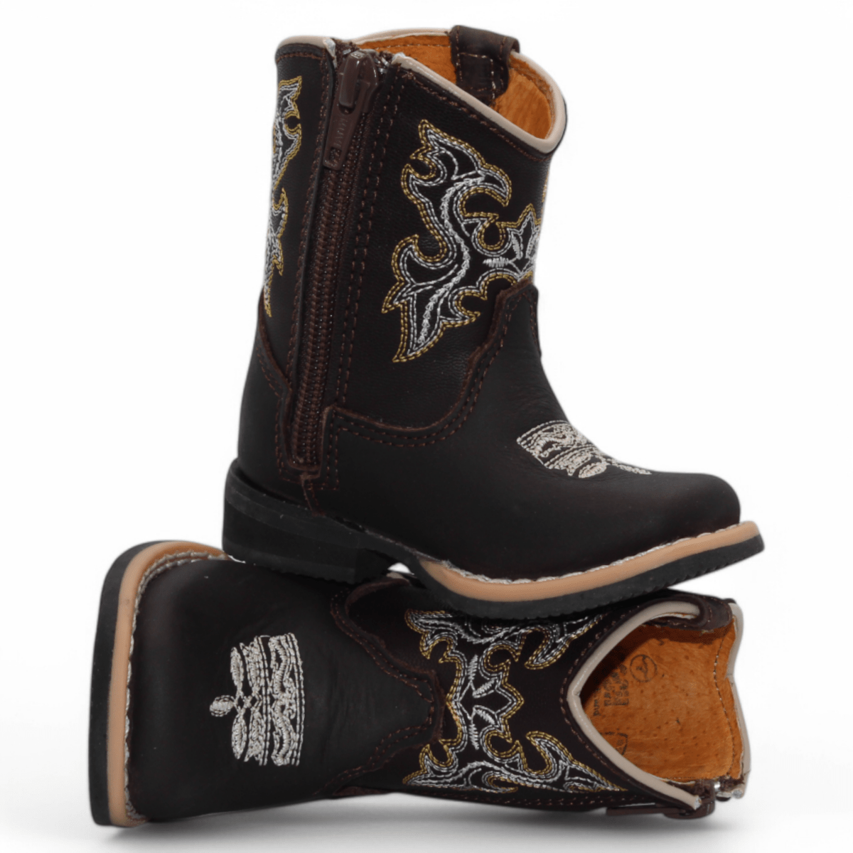 Botas de Piel Original Punta Cuadrada Para Niño Bebe - Hooch Boots - Pair View