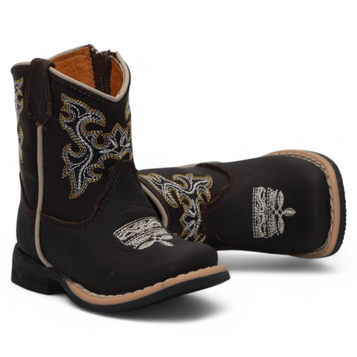 Botas de Piel Original Punta Cuadrada Para Niño Bebe - Hooch Boots - Pair View