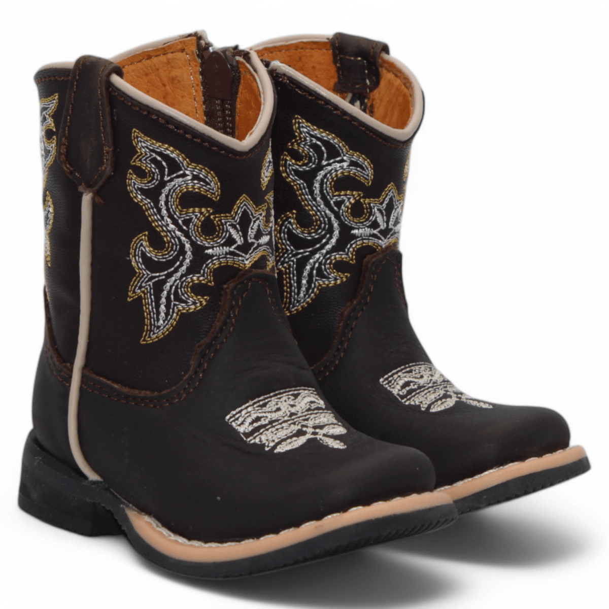 Botas de Piel Original Punta Cuadrada Para Niño Bebe - Hooch Boots - Pair View