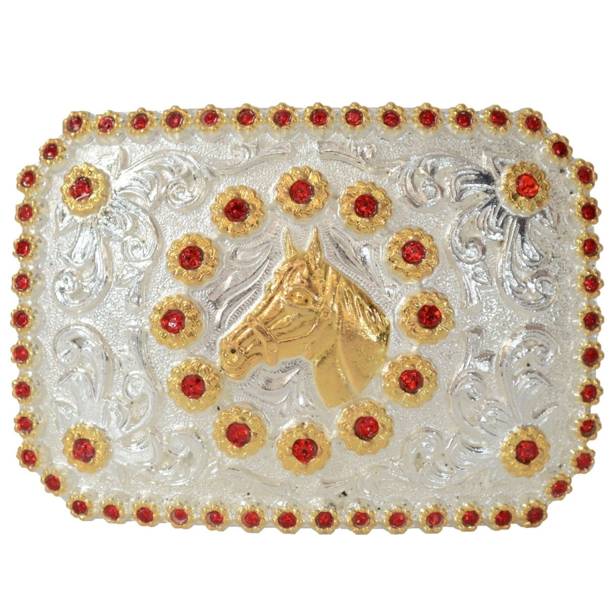 Hebilla Vaquera para Dama con Caballo y Piedra de Color - White Diamonds Boots