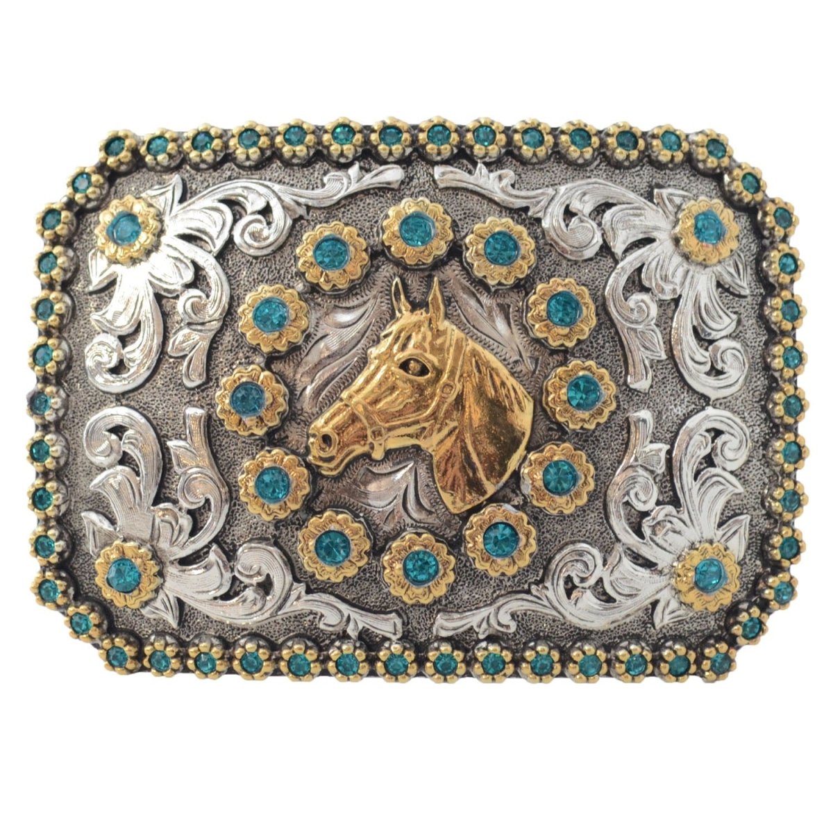 Hebilla Vaquera para Dama con Caballo y Piedra de Color - White Diamonds Boots