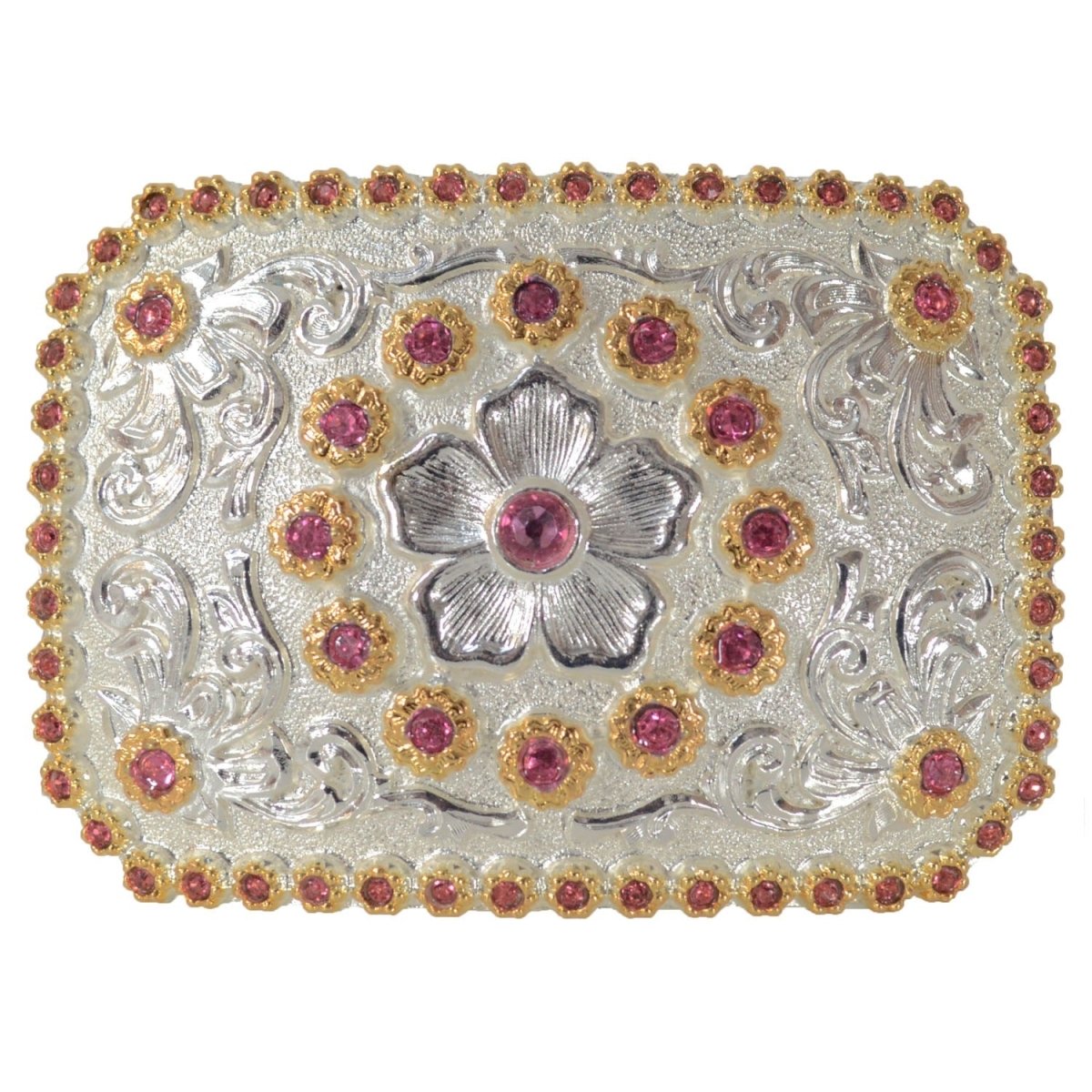 Hebilla Vaquera para Dama con Flor y Piedra de Color - White Diamonds Boots