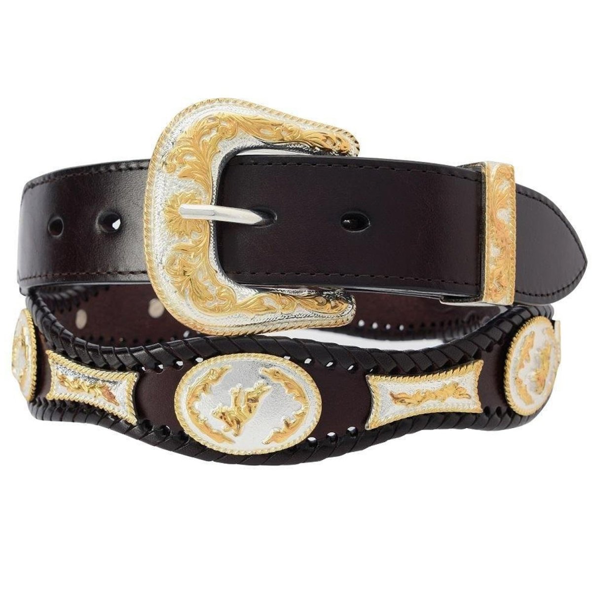 Cinto Vaquero Fino con Hebilla de Metal Grabada