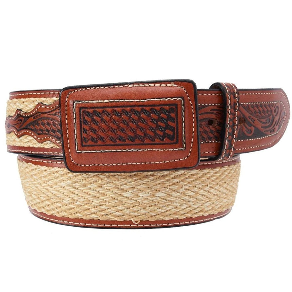 Cinto Charro de Cuero con Hilos de 2"