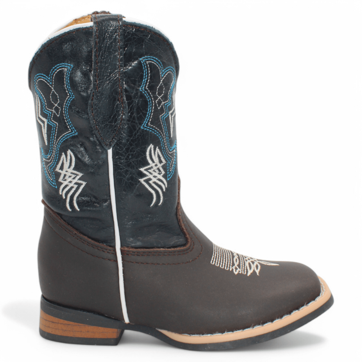 Kids' Genuine Suede Leather Wide Square Toe Boots in Chocolate - Hooch Boots - Right Side View