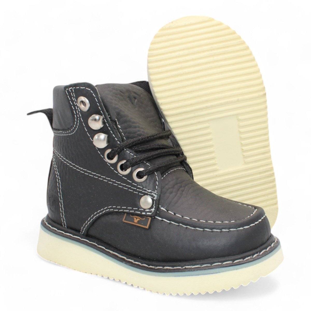 Kid´s Moc Toe Leather Boot Black - HBN80105 - Hooch Boots