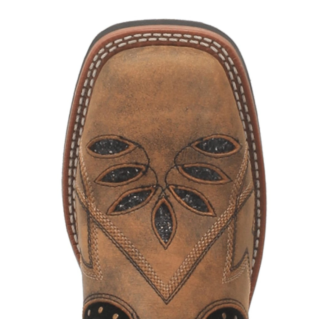 Laredo Women's Bouquet Broad Square Toe Leather Boots - Honey 5844 - Dan Post Boots