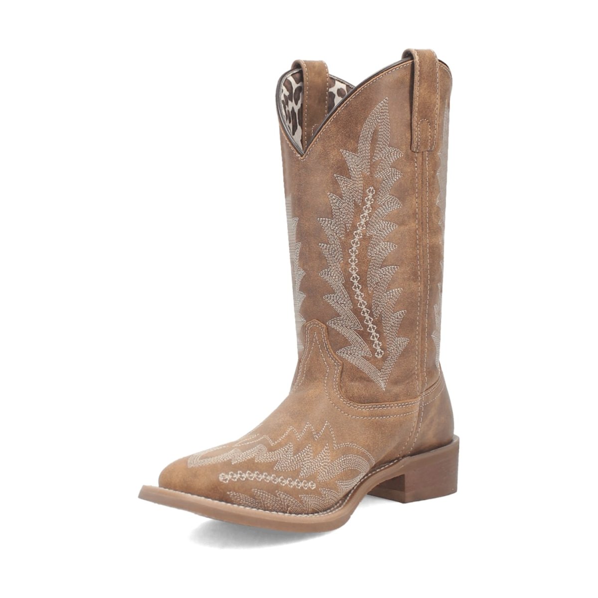 Laredo Women's Cheyenne Broad Square Toe Leather Boots - Tan 5717 - Dan Post Boots
