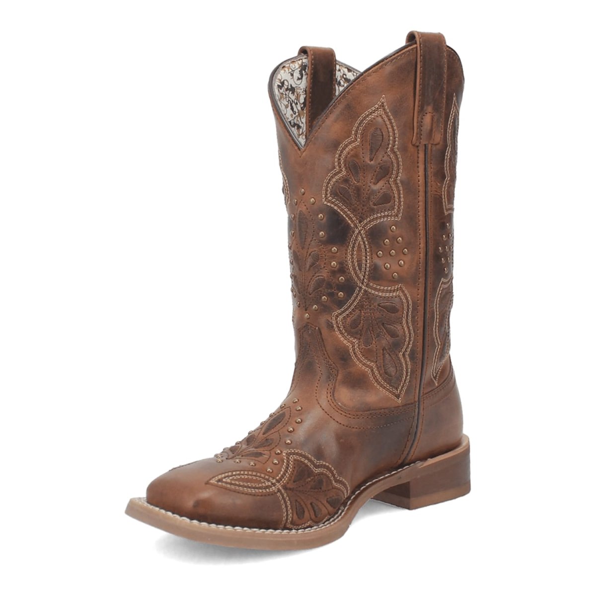 Laredo Women's Dionne Broad Square Toe Leather Boots - Brown 5972 - Dan Post Boots