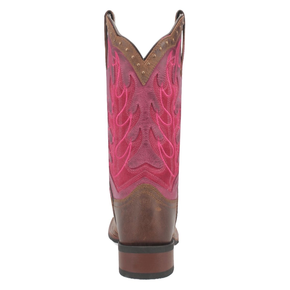 Laredo Women's Faye Broad Square Toe Leather Boots - Brown / Pink 3117 - Dan Post Boots