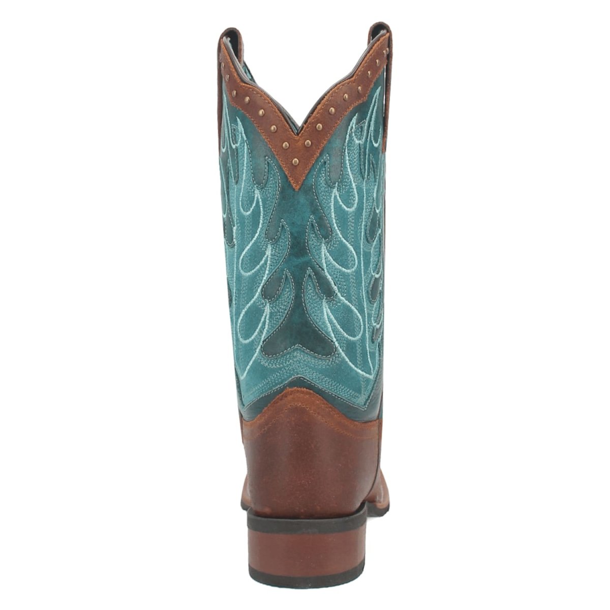 Laredo Women's Faye Broad Square Toe Leather Boots - Brown / Turquoise 3116 - Dan Post Boots