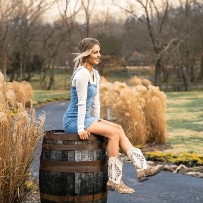 Laredo Women's Kite Days Broad Square Toe Leather Boots - Brown / Bone 5821 - Dan Post Boots