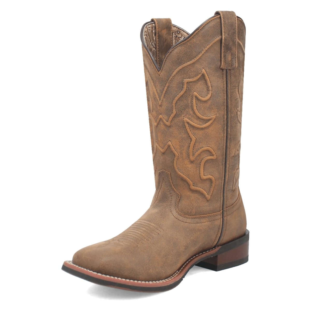 Laredo Women's Megan Broad Square Toe Leather Boots - Tan 3119 - Dan Post Boots