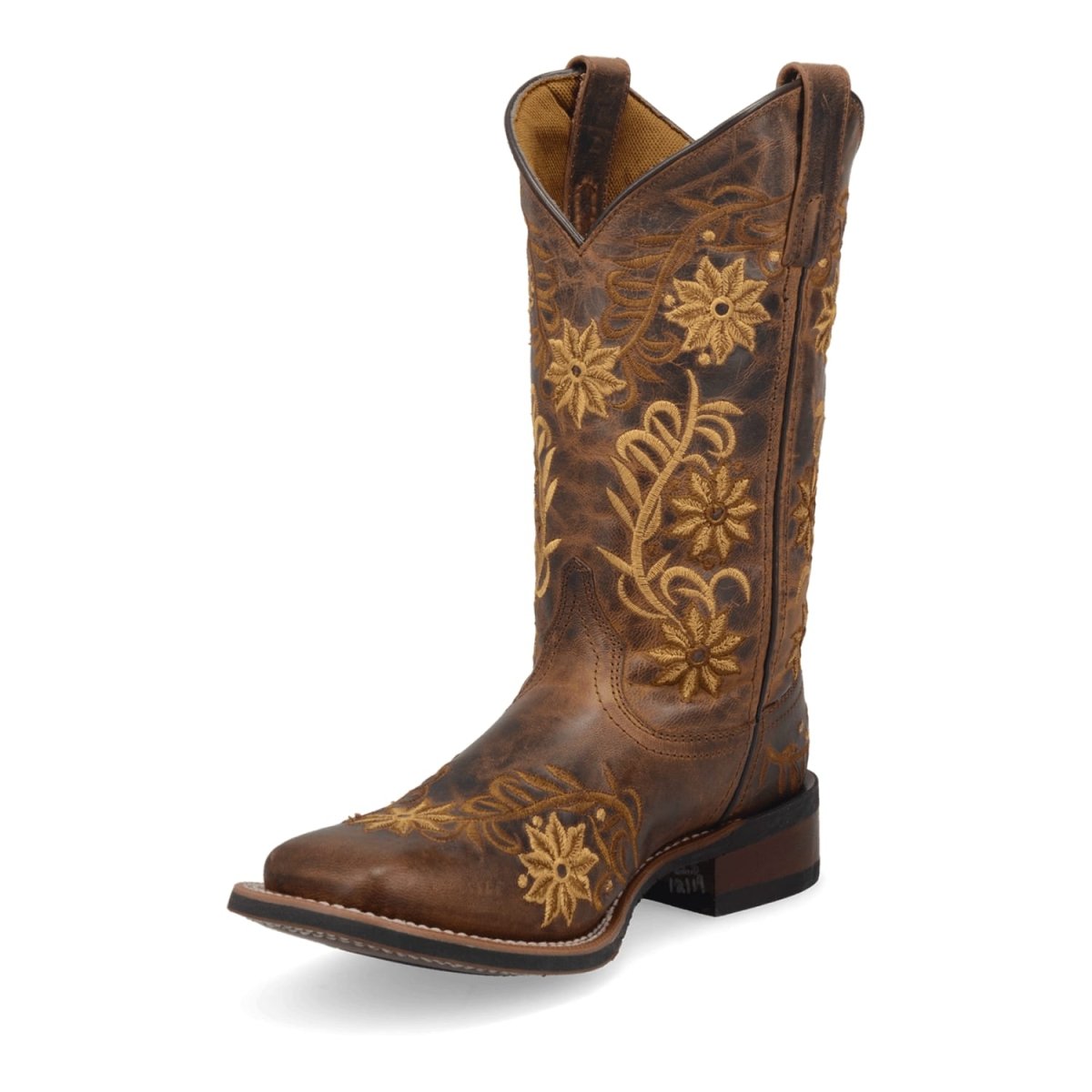 Laredo Women's Secret Garden Broad Square Toe Leather Boots - Brown 5822 - Dan Post Boots