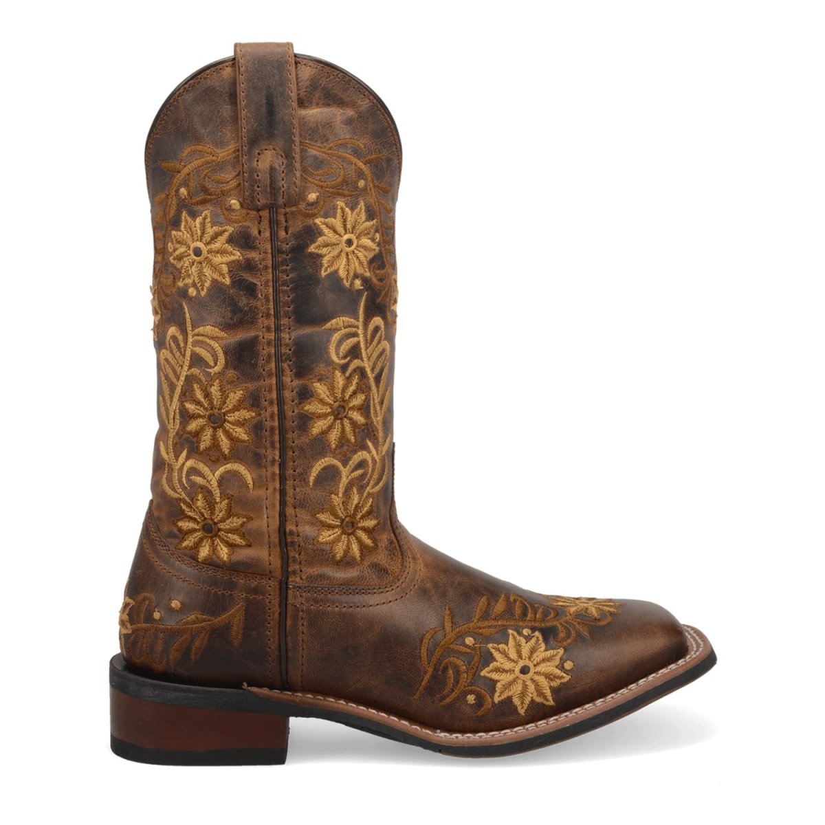 Laredo Women's Secret Garden Broad Square Toe Leather Boots - Brown 5822 - Dan Post Boots