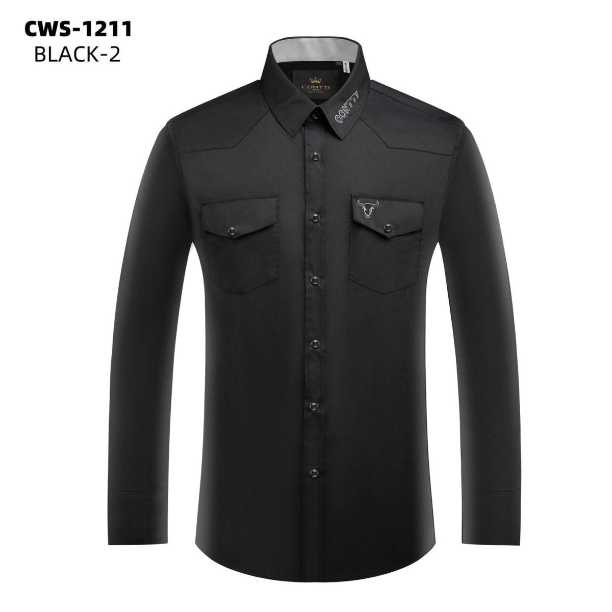 Men's Button Down Shirt with Embroidered Long horn design - Contti